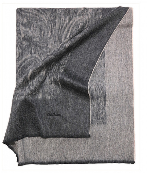 Плед кашемировый Glen Saxon Border Paisley/дамасский узор 120 Black Sand Stone/002150x200