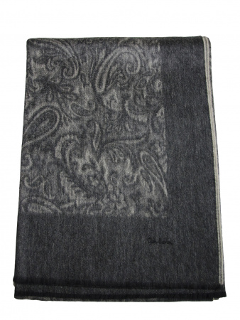  Плед кашемировый Glen Saxon Border Paisley/дамасский узор 120 Black Sand Stone/002 150x200 фото в интернет-магазине Герд Биллербек