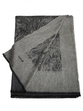  Плед кашемировый Glen Saxon Border Paisley/дамасский узор 120 Black Sand Stone/002 150x200 фото в интернет-магазине Герд Биллербек